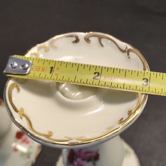 FORMALITIES BY BAUM BROS TAPER CANDLE HOLDERS VICTORIAN ROSES + TRIMMED W/GOLD - Picture 8 of 8